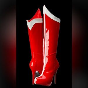 Ellie boots. Superhero inspired. Red and white.